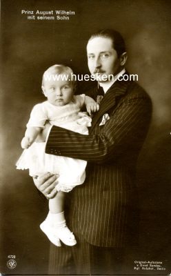 PHOTO-POSTKARTE Prinz August Wilhelm mit seinem Sohn