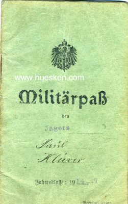 MILITÄRPASS JK 1914 für den Jäger...
