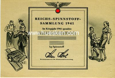 BLANKO-URKUNDE zur Reichs-Spinnstoff-Sammlung 1941