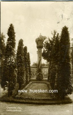 POSTKARTE 'Chemnitz i. Sa., Heldendenkmal', 1927 gelaufen
