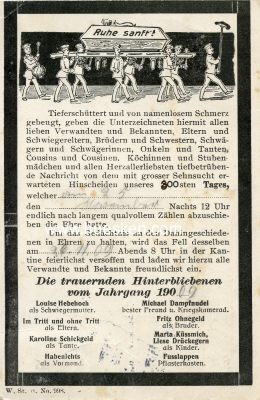 RESERVISTEN-POSTKARTE 'Ruhe sanft', 1909 gelaufen