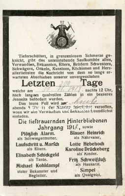 RESERVISTEN-POSTKARTE 'Letzte(n) Tage', 1913 gelaufen