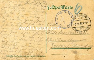 Photo 2 : FELDPOSTKARTE 1916 gelaufen mit Feldpostsempel '4. Komp....