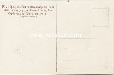 Foto 2 : POSTKARTE 'Opfertag - Breslau 1916'. Wohlfahrtskarte des...