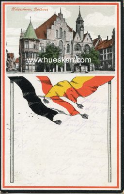 FARB-POSTKARTE 'Hildesheim, Rathaus', 1915 gelaufen