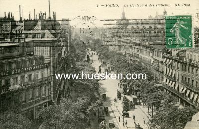 POSTKARTE PARIS 'Le Boulevard des Italiens', 1913...