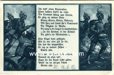 POSTKARTE 'Ich hatt`einen Kameraden', 1916 gelaufen
