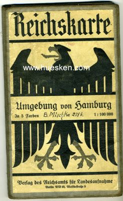 UMGEBUNG VON HAMBURG. Farbige Reichskarte 1:100000 aus...