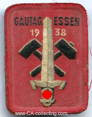 ABZEICHEN zum Gautag Essen 1938. Webabzeichen. 40x30mm an...