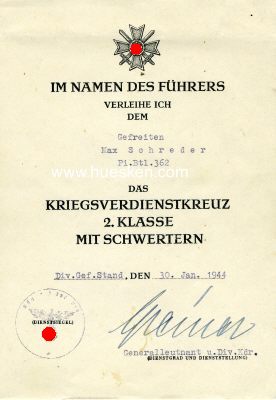 Foto 2 : GREINER, Heinrich. Generalleutnant des Heeres,...
