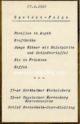 Foto 2 : EINLADUNGSKARTE 1942 des Präsidenten der Deutschen...