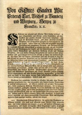 WÜRZBURG. Gedrucktes Edikt 1743 im Namen des...