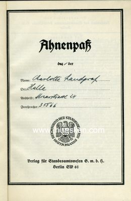 Photo 2 : AHNENPASS herausgegeben vom Reichsbund der...