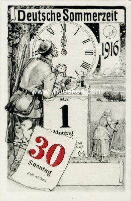 POSTKARTE 'Deutsche Sommerzeit 1916'