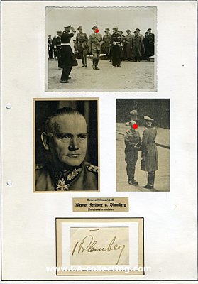 Foto 2 : BLOMBERG, Werner von. Generalfeldmarschall des Heeres,...