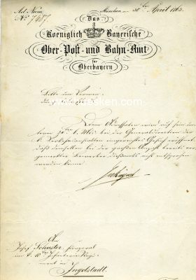 MÜNCHEN. Dienstschreiben 1863 des Königlich...