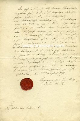 OLDESLOE. Brief 1791 des Bürgermeister und...