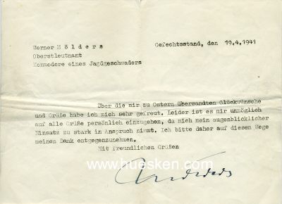 Foto 2 : MÖLDERS, Werner. Oberst der Luftwaffe, Jagdflieger...