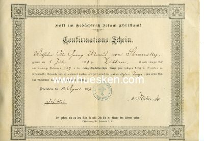DRESDEN. Konfirmations-Schein 1889 der Lukasgemeinde in...