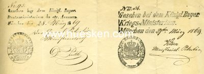 Photo 2 : INGOLSTADT. Reisepass ausgestellt 1869 durch das...