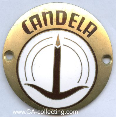 CANDELA (Kerzen), Firmenplakette. Bronze vergoldet und...