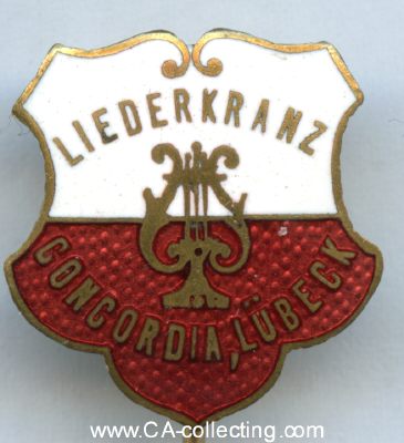 LIEDERKRANZ 'CONCORDIA' LÜBECK. Abzeichen um 1910....