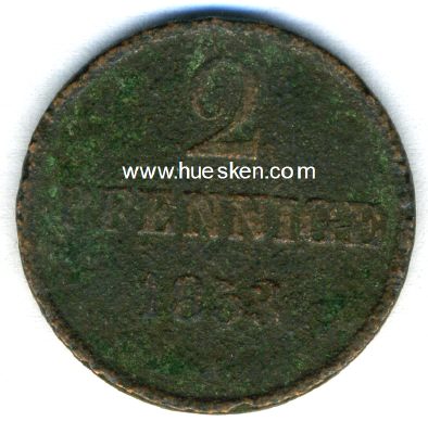 Foto 2 : HANNOVER. 1 Pfennig 1842 König Georg V., korrodiert,...