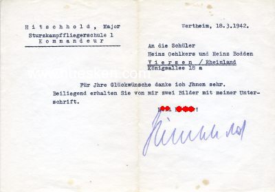 Photo 2 : HITSCHOLD, Hubertus. Generalmajor der Luftwaffe, General...