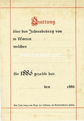 Foto 2 : NÜRNBERG. Quittung über den Jahresbeitrag 1886...