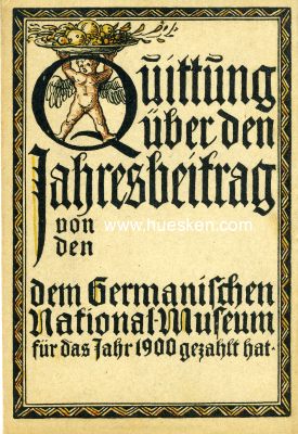 NÜRNBERG. Quittung über den Jahresbeitrag 1882...