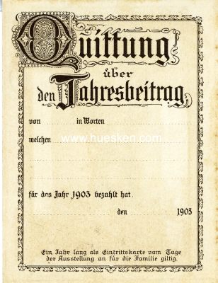 Foto 2 : NÜRNBERG. Quittung über den Jahresbeitrag 1903...