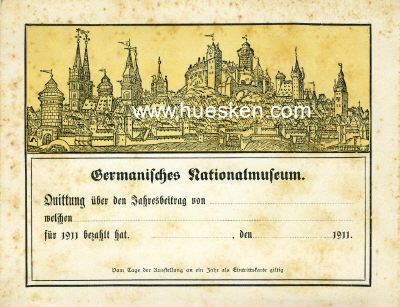 NÜRNBERG. Quittung über den Jahresbeitrag 1911...