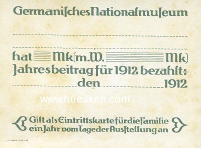 Photo 2 : NÜRNBERG. Quittung über den Jahresbeitrag 1912...