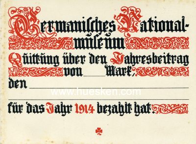 Foto 2 : NÜRNBERG. Quittung über den Jahresbeitrag 1914...