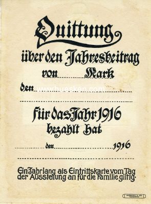 Foto 2 : NÜRNBERG. Quittung über den Jahresbeitrag 1916...