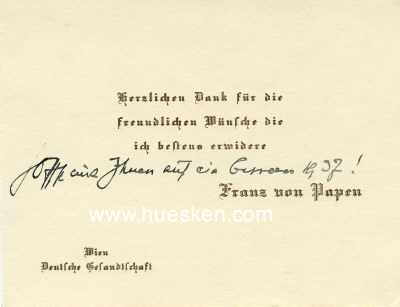 Photo 2 : PAPEN, Franz von. Deutscher Reichs- und Vizekanzler,...