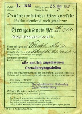 GRENZAUSWEIS NR. 264 für den Deutsch-polnischen...