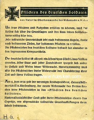 MERKBLATT 'Pflichten des deutschen Soldaten'. 4-seitige...