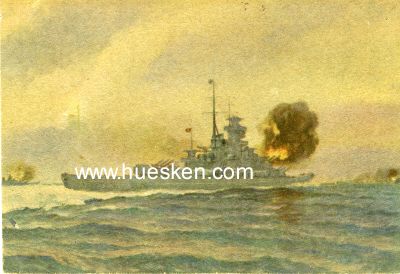 FARB-POSTKARTE 'Schlachtschiff Gneisenau und Scharnhorst...