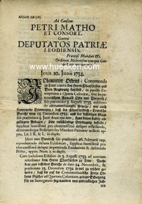 JOHANNITER-ORDEN. Gedrucktes Edikt vom 10. Juni 1734 'Ad...