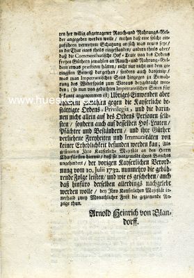 Foto 2 : JOHANNITER-ORDEN. Gedrucktes Edikt vom 10. Juni 1734 'Ad...