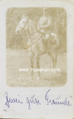 PHOTO 14x9cm: Soldat zu Pferd (Zwei gute Freunde), 1915...