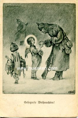 POSTKARTE 'Gesegnete Weihnacht!', 1916 gelaufen.