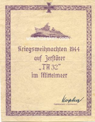 ERINNERUNGSURKUNDE 'Kriegsweihnachten 1944 auf...