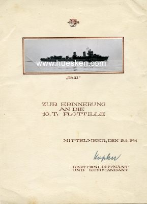 ERINNERUNGSURKUNDE der 10. Torpedoboots-Flottille -...