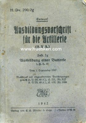 AUSBILDUNGSVORSCHRIFT FÜR DIE ARTILLERIE (A.V.A.)...