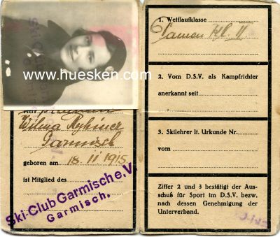 MITGLIEDSKARTE 'DEUTSCHER SKI-VERBAND' 1933/34 Damen...