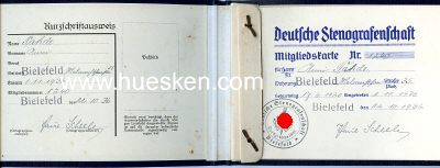 Foto 2 : KURZSCHRIFTAUSWEIS + MITGLIEDSKARTE NR.1240 der Deutschen...