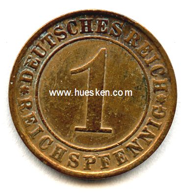 DEUTSCHES REICH. 1 Reichspfennig 1924 J, ss.