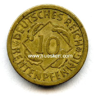WEIMARER REPUBLIK. 10 Rentenpfennig 1923 A, ss.